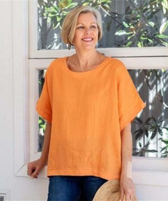 Cotton and Linen Short-Sleeved T-shirt Loose Slimming Capri Harem Pants