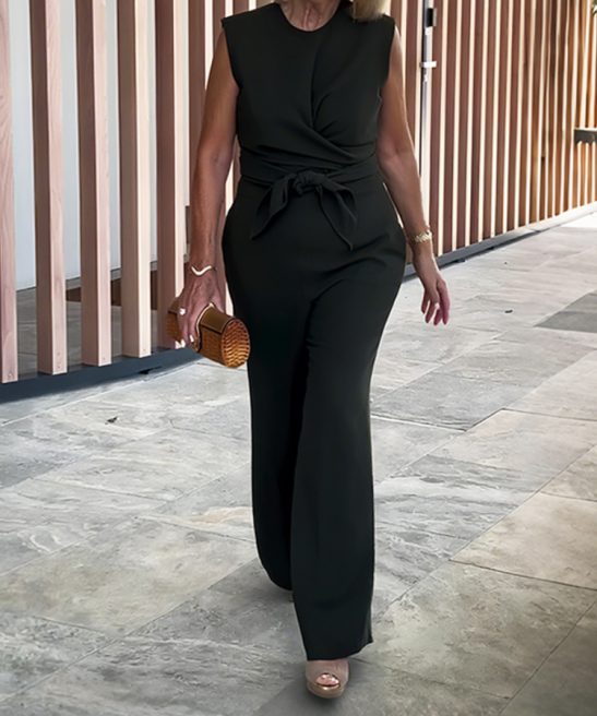 Sleeveless Crew Neck Lace-Up Jumpsuit