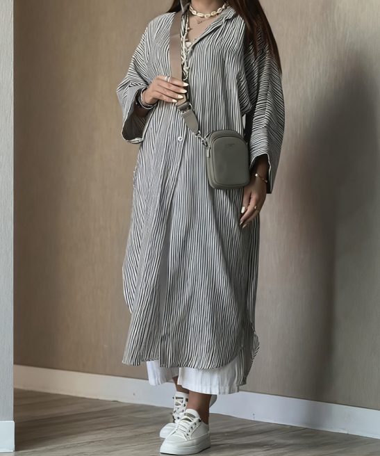Plus Size Loose Striped Shirt Dress