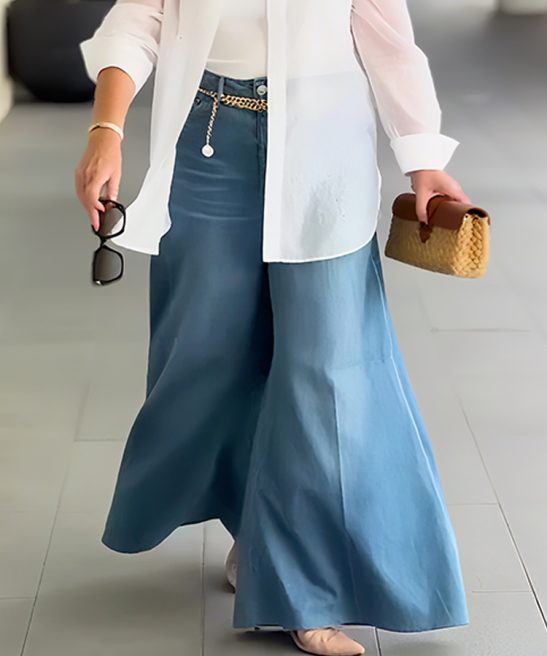 Plus Size Loose Wide-leg Denim Trousers