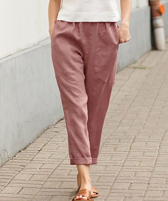 Large Pockets Solid Color Comfortable Pants - S/5XL