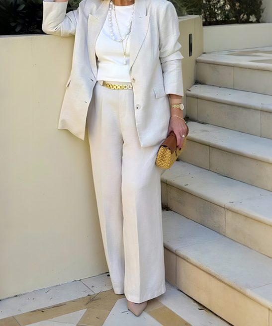 Plus Size Casual Commute Blazer & Trousers Two-Piece Set