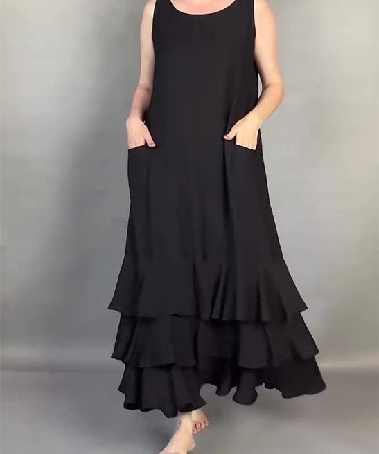 Plus Size Wide-Hem Layered Tank Maxi Dress