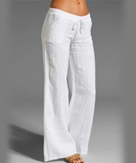 Summer Oversized Wide Leg Pants Women Vintage Cotton Linen Palazzo Fashion Long Trousers Casual Elastic Waist Solid Pantalon 5XL