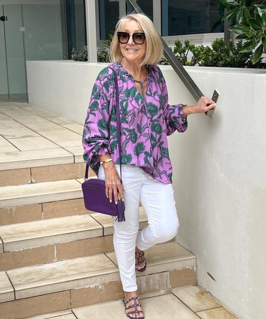 Purple Printed Loose Shirt