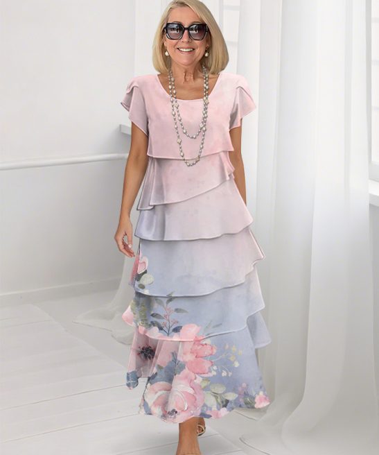 Floral Print Extra Maxi Cocktail Dress